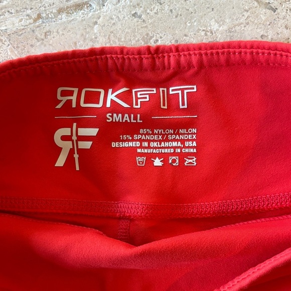 Rokfit size small Women's Red athletic Shorts with bold logo - Picture 4 of 4